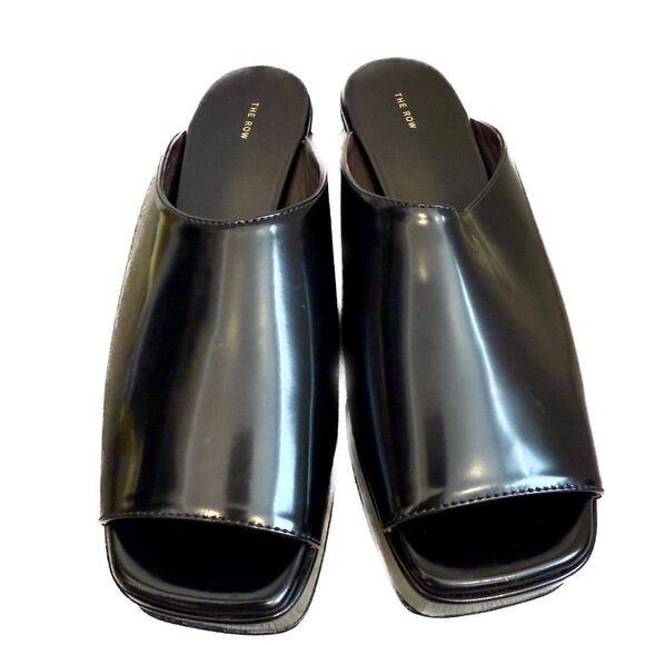 The Row Emi Flatform Slides Sleek Glossy Leather Beauty (Sz 6 / EU 36.5) - Picture 2 of 9